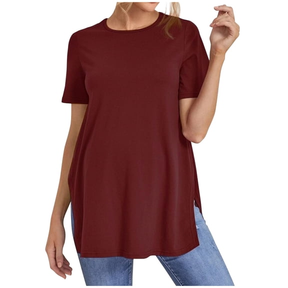 Wdfiry Maternity Clothes Short Sleeve Side Split Maternity Shirts Tops for Pregnant Women