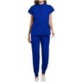 thumbnail image 1 of Wdfiry Medical Scrub Set for Women, Modern Stand Collar Scrub Top & Jogger Pant with Pockets Professionals Soft Stretch Athletic Nursing Uniform Workwear, 1 of 4