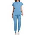 thumbnail image 1 of Wdfiry Medical Scrub Set for Women, Modern Stand Collar Scrub Top & Jogger Pant with Pockets Professionals Soft Stretch Athletic Nursing Uniform Workwear, 1 of 4