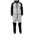 thumbnail image 1 of Wdfiry Men Casual 2 Pcs Tracksuit Set Mens Lounge Jogger Sets Two Pieces Workout Color Block Zipper Loungewear, 1 of 7