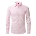 thumbnail image 1 of Wdfiry Men Casual Dress Shirt Fashion Whole Colored Turn-down Collar Button Long Sleeve Business Shirt Blouse, 1 of 3