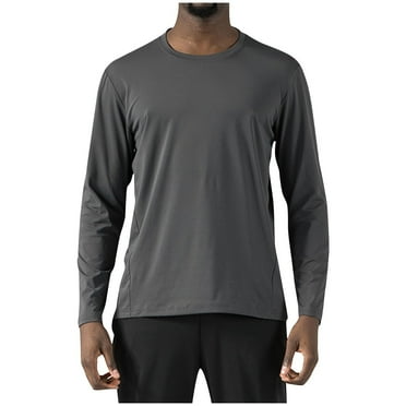 Wdfiry Men Long Sleeve Tops Fall Clearance Men's Loose Round Neck Solid Color Long-sleeved T-shirt Top