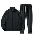 thumbnail image 1 of Wdfiry Men's 2 Piece Sweatsuit with Pockets Turn-down Collar Zipper Coat and Drawstring Long Pants Sports Sets Plus Size Breathable Fashion Athletic Sets, 1 of 4