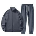 thumbnail image 1 of Wdfiry Men's 2 Piece Sweatsuit with Pockets Turn-down Collar Zipper Coat and Drawstring Long Pants Sports Sets Plus Size Breathable Fashion Athletic Sets, 1 of 5