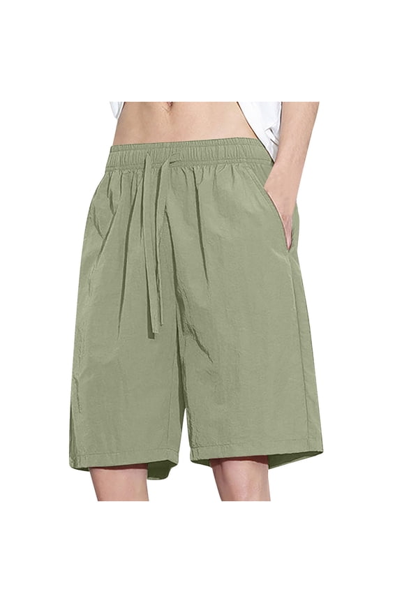 Men's Bermuda Shorts Plus Size Big and Tall Cargo Shorts with Pockets Relaxed Summer Drawstring Beach Shorts Pants