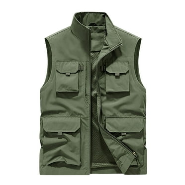 Wdfiry Men's Fishing Vests Clearance Men's Thin Sports Multi-bag Casual Quick-drying Loose Vest Mountaineering Tooling Outdoor Vest Jackets