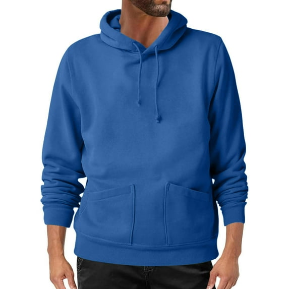 Wdfiry Men's Hoodie Sweatshirts Comfortable Fall Solid Color Pullover Long Sleeve Sweatshirt Plus Size Drawstring Pockets Hoodies