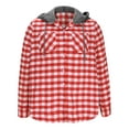 thumbnail image 1 of Wdfiry Men's Hoodies Coats Casual Trendy Plus Size Plaid Splicing Hooded Coats Drawstring Button Open Front Hoodies with Pockets, 1 of 5