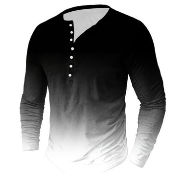 Wdfiry Men's Long Sleeves Henley Shirts Button Down Casual Slim Gradient T Shirt Soft Comfy Tops