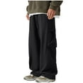 thumbnail image 1 of Wdfiry Men's Pants Plus Size Solid Color Waterproof Drawstring Pants Elastic Waist Casual Wide Leg Pants, 1 of 8