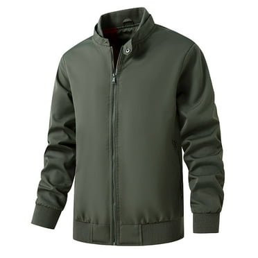Wdfiry Men's Plus Size Jacket Casual Solid Color Zipper Pockets Long Sleeve Hoodless Outwear Autumn Winter Mens Coat