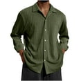 thumbnail image 1 of Wdfiry Men's Shirts Casual Solid Color Long Sleeve Button Blouses Thin Turn-down Collar Open Front Loose Tops, 1 of 3