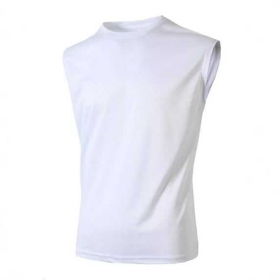 Ohufall Men's Solid Color Tank Top Casual Stretchy Workout Sport Pullover Shirt Round Neck Sleeveless Breathable Bodybuilding Muscle Tops