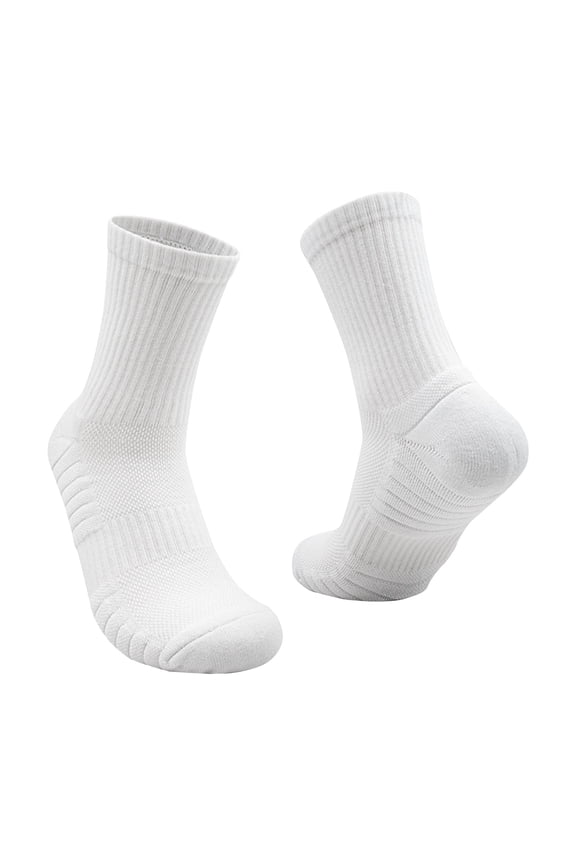 Men's Sport Athletic Cotton Socks Running Heavy Cushion Casual Crew Solid Socks