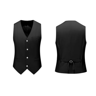 Wdfiry Men's Suit Vest Solid Color Business Formal Dress Waistcoat Vest with 3 Pockets for Suit or Tuxedo