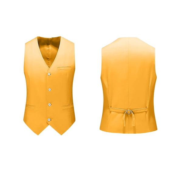 Wdfiry Men's Suit Vest Solid Color Business Formal Dress Waistcoat Vest with 3 Pockets for Suit or Tuxedo