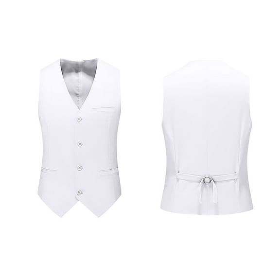 Wdfiry Men's Suit Vest Solid Color Business Formal Dress Waistcoat Vest with 3 Pockets for Suit or Tuxedo