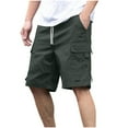 thumbnail image 1 of Ohufall Mens Cargo Shorts Fashion Casual Solid Knee Length Cargo Shorts Drawstring Elastic Waist Multi-pocket Straight Work Pant, 1 of 5