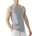 thumbnail image 1 of Ohufall Mens Cotton Tank Tops Sleeveless Casual Fashion Sleeveless Solid Athletic Muscle Shirts Plus Size Pullover V-Neck Sports Undershirts, 1 of 2