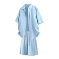 thumbnail image 1 of Wdfiry Mens Flowy Two Piece Sets Stretchy Button Down Shirts and Elastic Waist Drawstring Shorts Sets Lightweight Summer Sets, 1 of 6