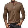 thumbnail image 1 of Wdfiry Mens Henley Shirt Casual Fashion Solid V-neck Long Sleeve Pullover Shirt Breathable Comfy Blouse Tops, 1 of 7