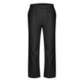 thumbnail image 1 of Wdfiry Mens Loose Fit Linen Pants Solid Color Button Pockets Wide Leg Trousers Lightweight Big And Tall Straight Tube Pants, 1 of 5