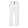thumbnail image 1 of Wdfiry Mens Loose Fit Linen Pants Solid Color Button Pockets Wide Leg Trousers Lightweight Big And Tall Straight Tube Pants, 1 of 4