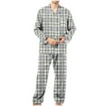 thumbnail image 1 of Wdfiry Mens Pajamas Set Cotton Pajamas Mens Long Sleeved Cotton Thin Plaid Plus Size Casual Wearable Housewear Suit Mens Pajamas, 1 of 6