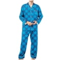 thumbnail image 1 of Wdfiry Mens Plaid Pajama Set, Soft Print Pajamas for Men, Lightweight Warm Sleepwear Nightwear 2 Piece Set, 1 of 6