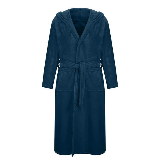 Wdfiry Mens Robe Big and Tall with Hood,Full Length Plush Robe for Men Long Fleece Bathrobe
