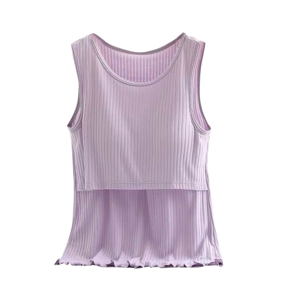 Ohufall Modal Maternity Tank Tops for Women Plus Size Summer Solid Casual Sleeveless Crew Neck Nursing Sleepshirts Women's Comfy Breathable Breastfeeding Pajamas