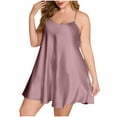 thumbnail image 1 of Wdfiry Nightdress for Women Solid Color Plus Size Silk Satin Nightgowns Sleeveless Adjustable Strap Short Cami Nightshirt, 1 of 5