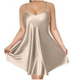 thumbnail image 1 of Wdfiry Nightgowns for Women Comfortable Homewear Silk Satin Spaghetti Strap Nightshirt Solid Color Plus Size Sleeveless Tie Short Nightdress, 1 of 5