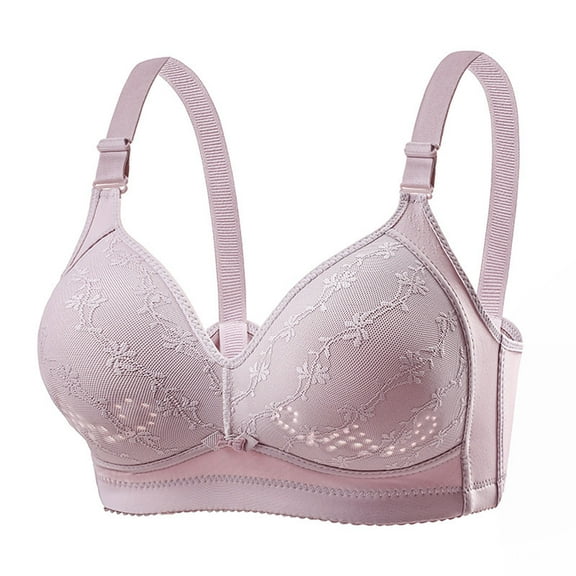 Ohufall No Underwire Bras for Women Plus Size Full Coverage Soft Support Bralettes Light Breathable Gathering Push Up Everyday Bra