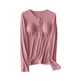 thumbnail image 1 of Ohufall Nursing Pajamas Shirts for Women Plus Size Long Sleeve Maternity Loungewear Tops Summer Solid Breastfeeding Clothes Women Round Neck Pregnancy Blouses, 1 of 3