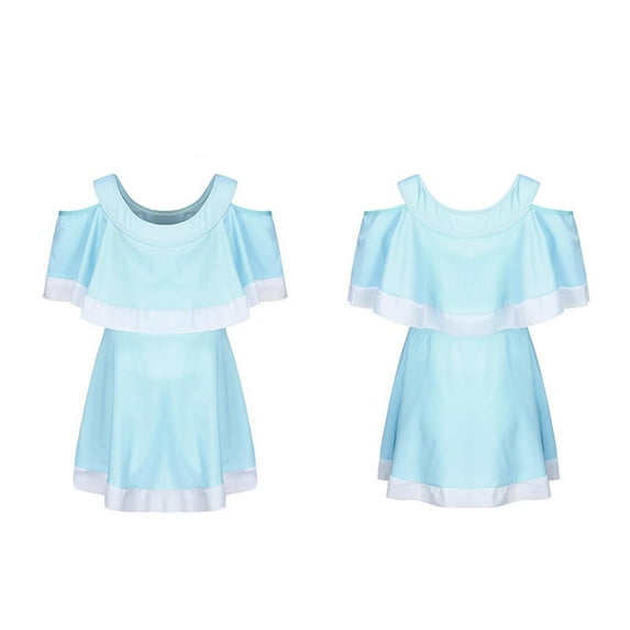 Ohufall One Piece Swimsuits for Girls Fashion Casual Solid Short Sleeve Cold Shoulder Swimwear Summer Teen Girls Loose Breathable Padded Bathing Suits, 7-16 Years