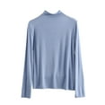 thumbnail image 1 of Wdfiry Pajama Tops for Women Comfy Long Sleeve High Neck Slim Underwear Shirts Lounge Sleepwear Basic Fall Blouses, 1 of 3