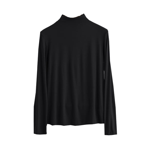 Wdfiry Pajama Tops for Women Comfy Long Sleeve High Neck Slim Underwear Shirts Lounge Sleepwear Basic Fall Blouses