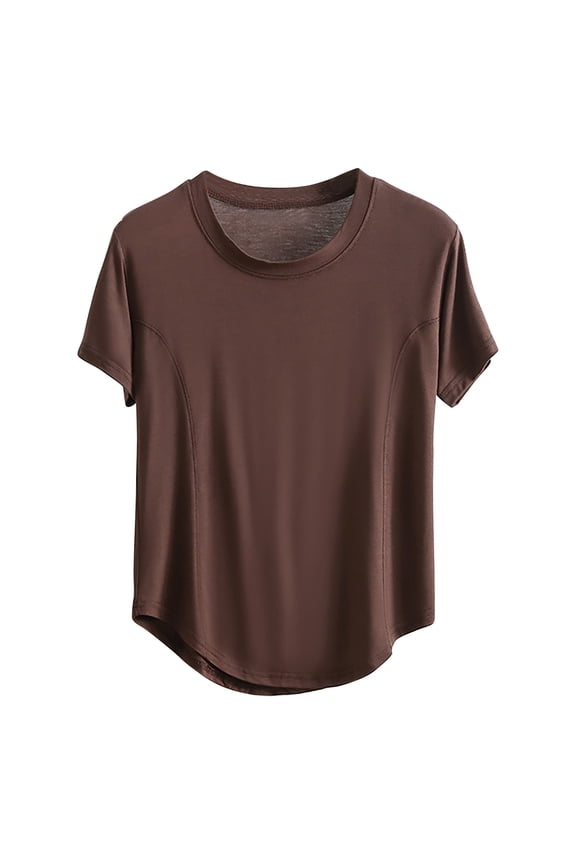 Pajama Tops for Women Short Sleeve Crew Neck Loose Casual Soft Comfy Basic Solid Color Tshirts