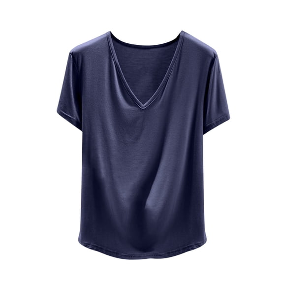 Wdfiry Pajama Tops for Women Soft Short Sleeve Tee Sleep Shirts V Neck T-Shirt Pjs Top Sleepwear