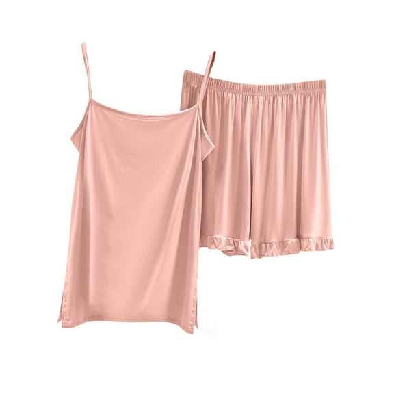 Ohufall Pajamas Sets for Women 2PC Modal Sleepwear Sets Sexy Sleeveless Spaghetti Strap Top and Soft Comfy Shorts Outfits Loungewear