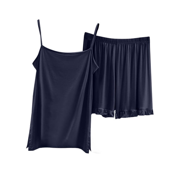 Ohufall Pajamas Sets for Women 2PC Modal Sleepwear Sets Sexy Sleeveless Spaghetti Strap Top and Soft Comfy Shorts Outfits Loungewear