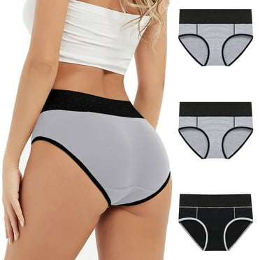 Wdfiry Period Briefs Underwear for Women Heavy Flow High Waisted Postpartum Underwear Menstrual Leakproof 3 Pack Period Panties