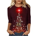 thumbnail image 1 of Wdfiry Plus Size Christmas Shirts for Women Xmas Tree Print Holiday Tops 3/4 Sleeve Crewneck Tunic Blouses, 1 of 4