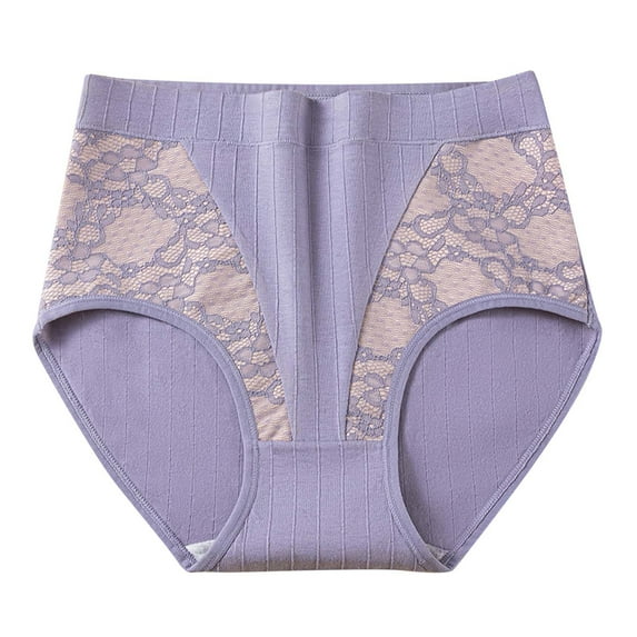 Wdfiry Plus Size Panties for Women Lace Cotton Underwear High Waist Stretch Soft Breathable Briefs with Multiple Colors Available