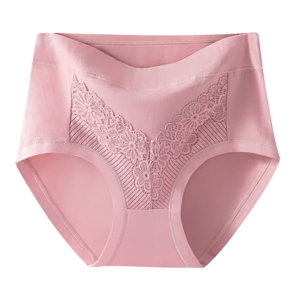 Wdfiry Plus Size Panties for Women Stretch Lace Cotton Underwear High Waist Seamless Comfort Breathable Briefs