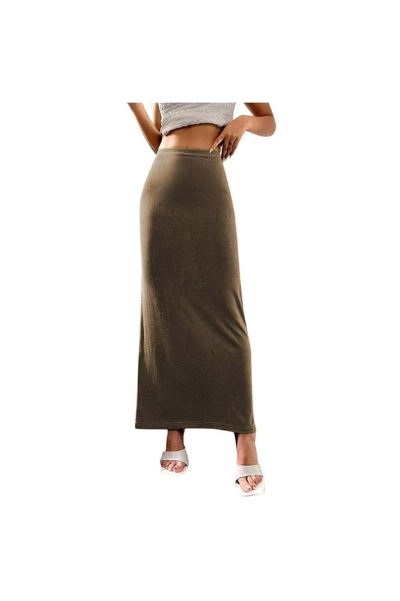 Plus Size Pencil Skirts for Women Fashion Casual Solid High Waist Bodycon Maxi Skirt Ladies Slim Fit Business Long Skirt