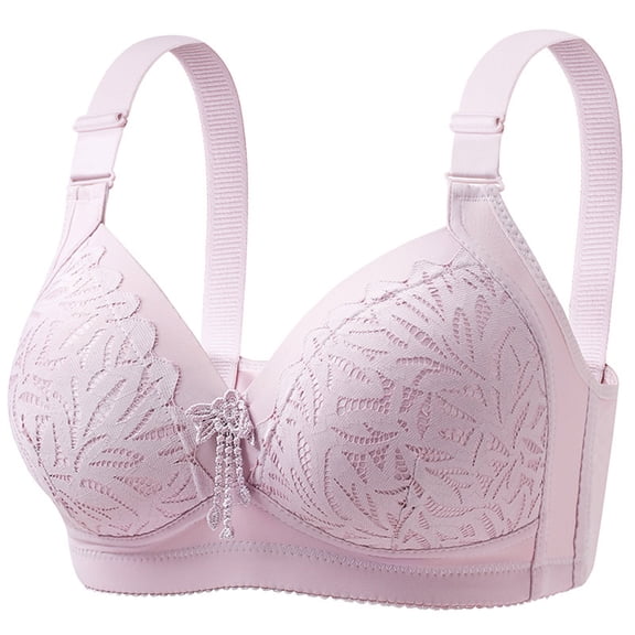 Ohufall Plus Size Push Up Bras for Women Embroidery Light Comfortable No Steel Rims Everyday Bralettes Full Coverage Soft Support Bra