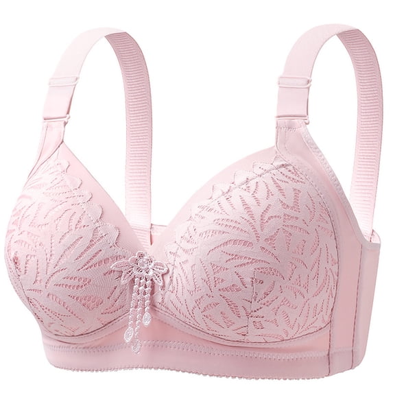 Ohufall Plus Size Push Up Bras for Women Embroidery Light Comfortable No Steel Rims Everyday Bralettes Full Coverage Soft Support Bra