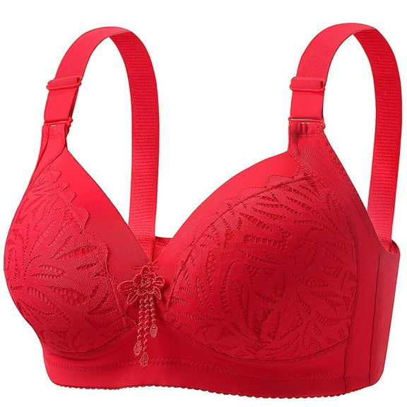 Ohufall Plus Size Push Up Bras for Women Embroidery Light Comfortable No Steel Rims Everyday Bralettes Full Coverage Soft Support Bra